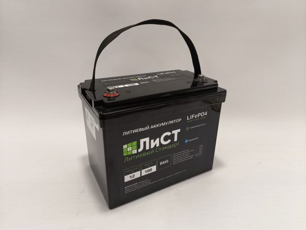 Аккумулятор (LiFePO4) 12В 100 Ач 100А BT ЛиСТ (260х176х210 М8)