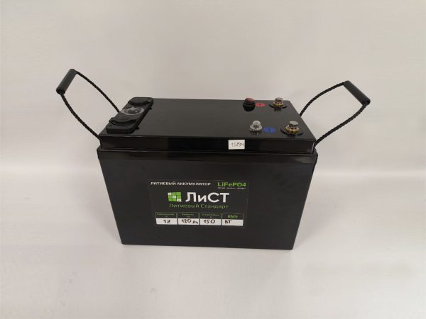 Аккумулятор (LiFePO4) 12В 120Ач 150А BT (Вольтметр, 2 USB, Авторозетка) 370х190х250 М8